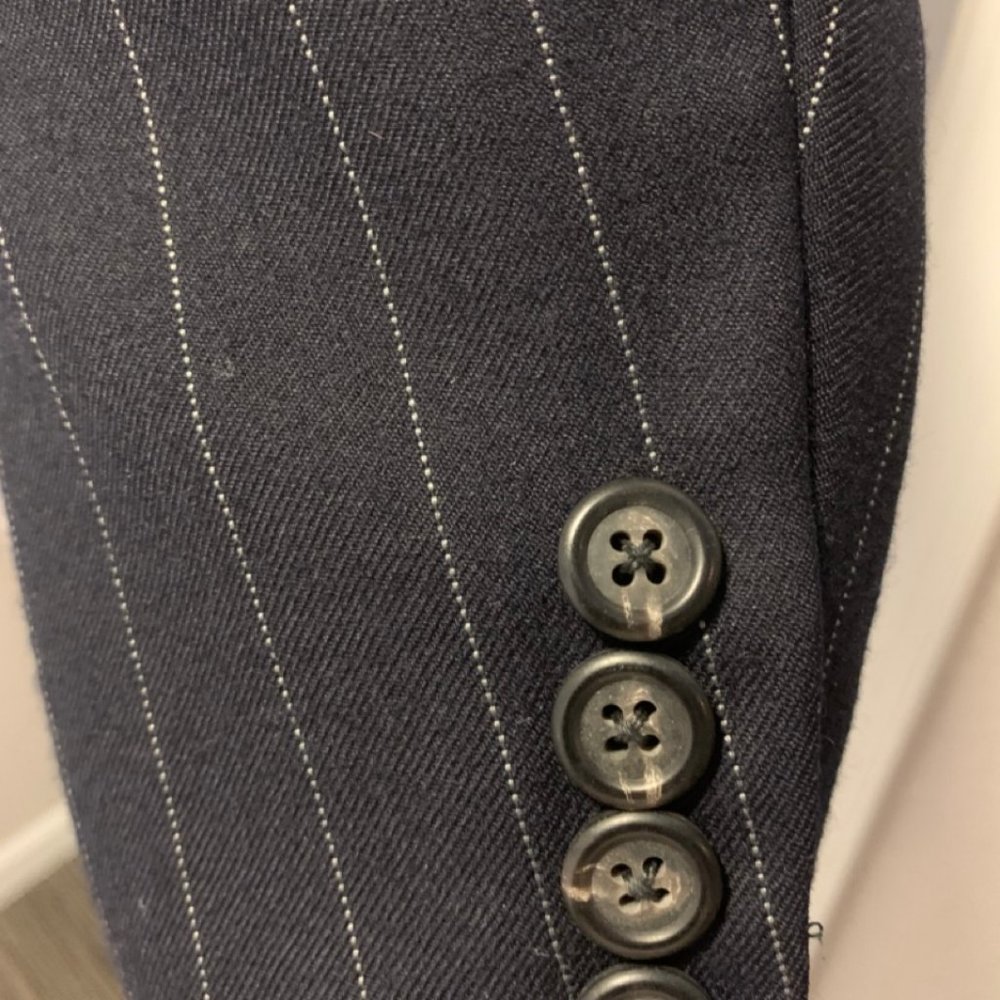 Ralph Lauren Double Breasted Pinstripe Dark Navy 2 Piece Suit 42L - Picture 5 of 9